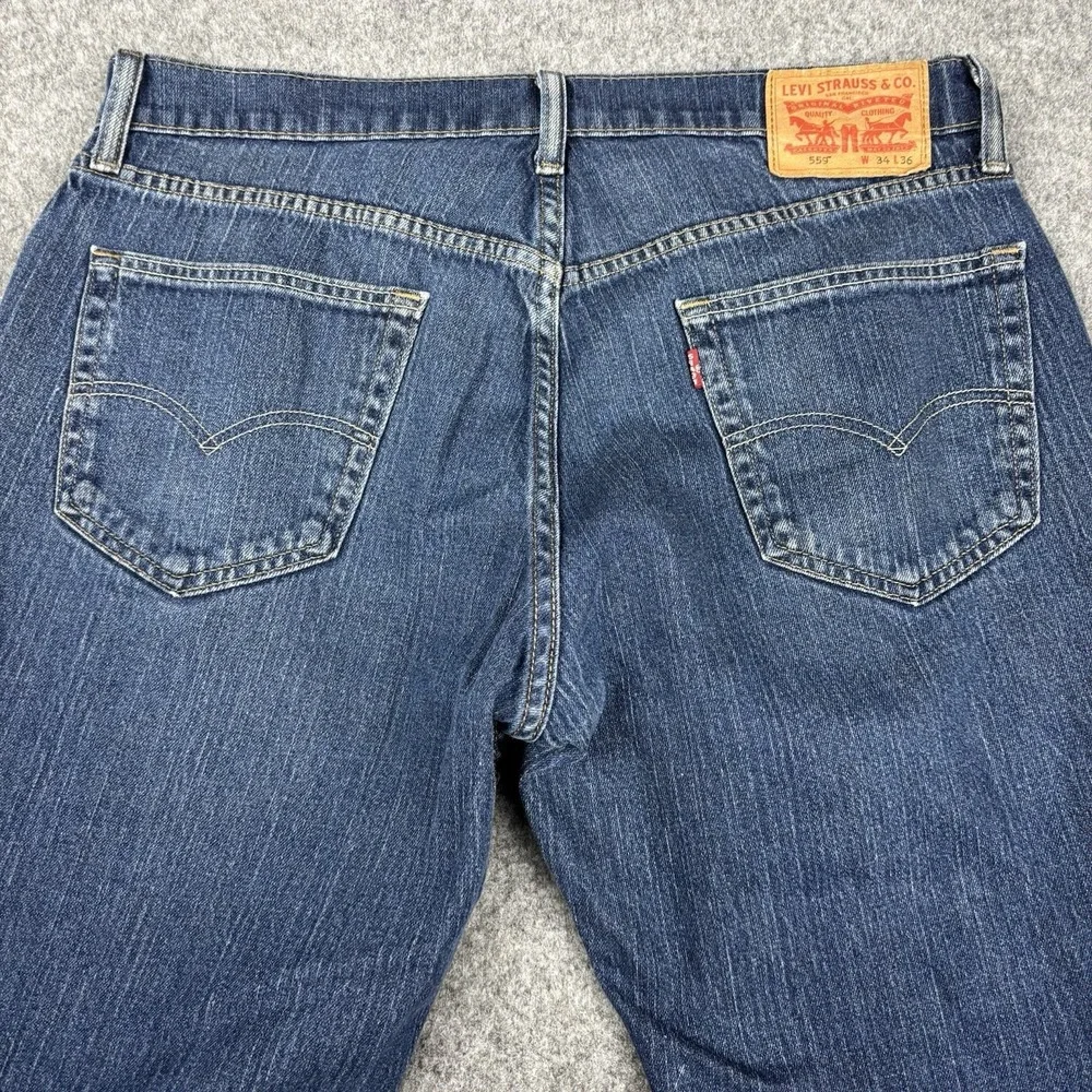Levi's 559 Jeans Mens 34x36 (Fits 36x34) Relaxed Straight Leg Blue Denim‎ Casual
